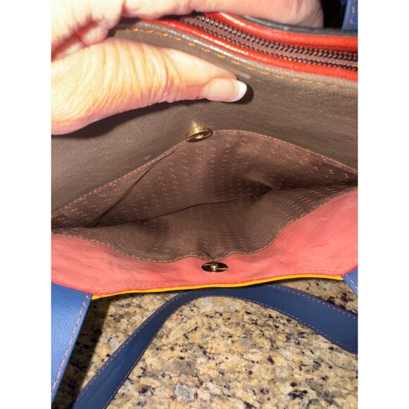 Hayes Sustainable One of a Kind Leather Tote Bag Purse Colorful Patchwork Artsy - Picture 11 of 12